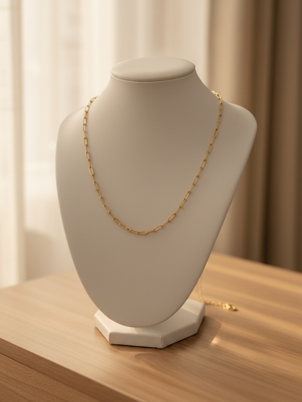 Stainless Steel Gold Tone Paperclip Chain Necklace 🆕